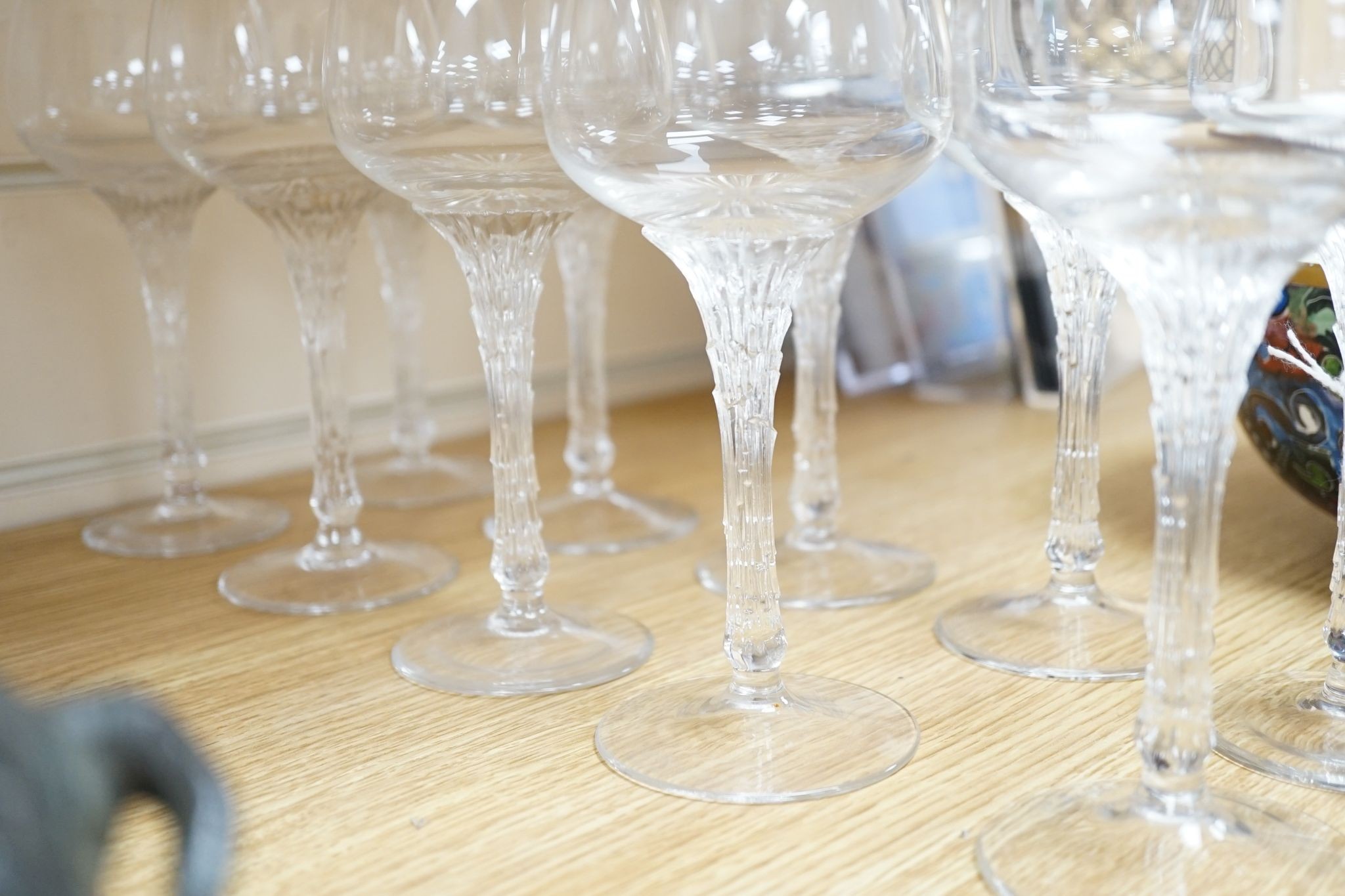 Ten Rosenthal Studio-Line split pattern wine glasses, 17.5 cms high.